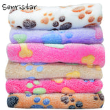 Pet Bed Blanket - Soft Fleece Paw Print Pet Blanket For Small/Medium/Large Cats and Dogs