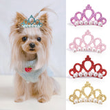 Small Faux Pearl Crown Shape Faux Head Decoration For Pets