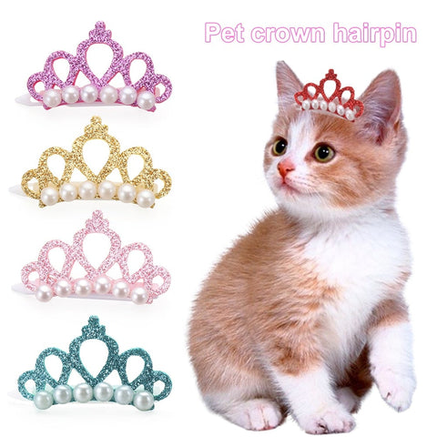 Small Faux Pearl Crown Shape Faux Head Decoration For Pets