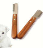 Professional Stripping Knife Dog Comb Stainless Steel with Wooden Handle