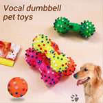 Polka Dot Squeaky Rubber Dumbbell Toy